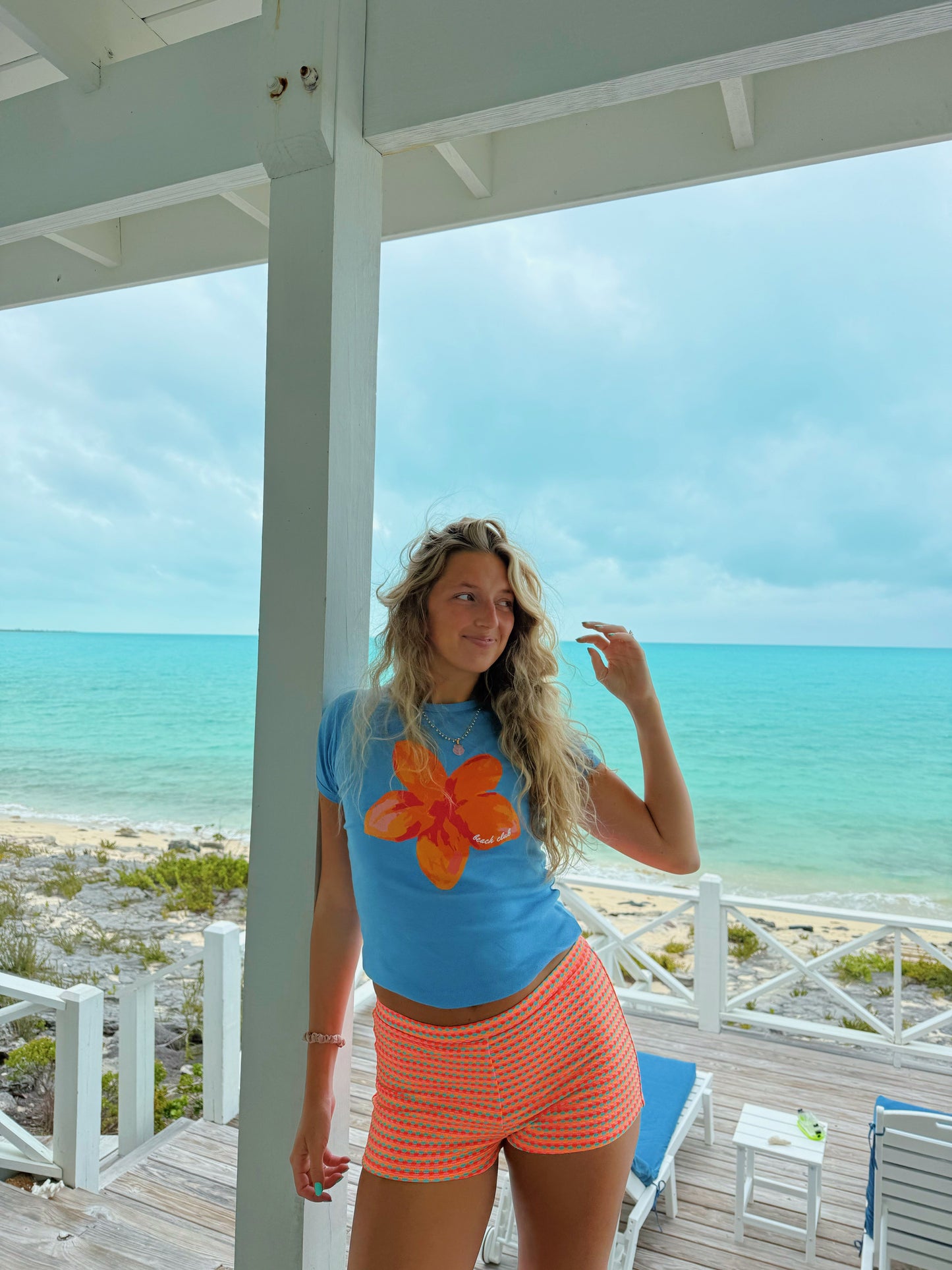 Bahama Blue Flower Tee